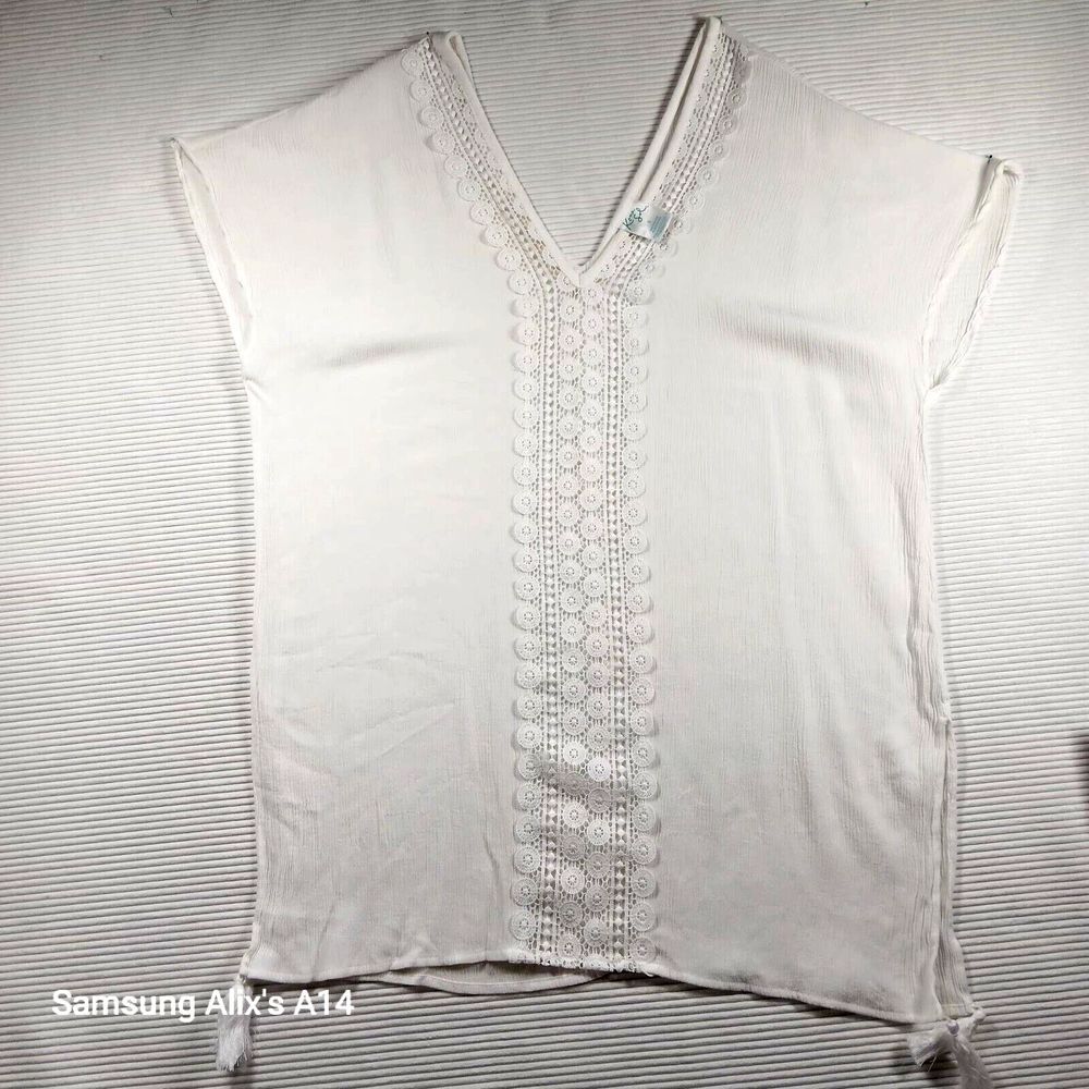 Kona Sol V-neck Tunic Swimsuit Cover-up size Small   large‎ 12-14 - White